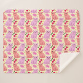 Cute Cat Cherry Floral Pattern | Kawaii Kitty  シェルパブランケット (正面(横))