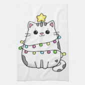 Cute Cat Christmas design キッチンタオル (縦)