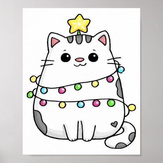 Cute Cat Christmas design ポスター (正面)