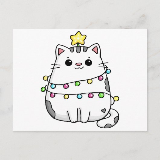 Cute Cat Christmas design  ポストカード (正面)