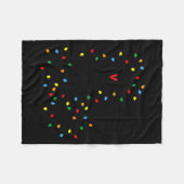 Cute Cat Christmas Light Graphic Cat Black Mom Lov フリースブランケット (正面(横))