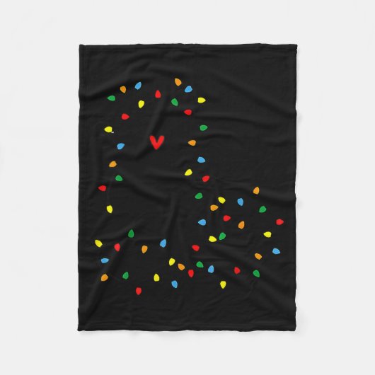 Cute Cat Christmas Light Graphic Cat Black Mom Lov フリースブランケット (正面)