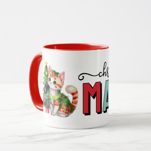 Cute cat christmas magic マグカップ (正面左)