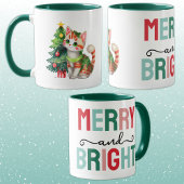 Cute cat christmas merry and bright マグカップ