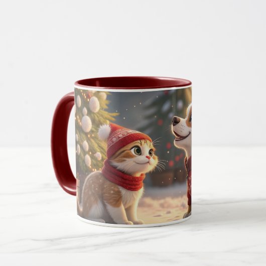 cute  cat christmas mug マグカップ (正面左)