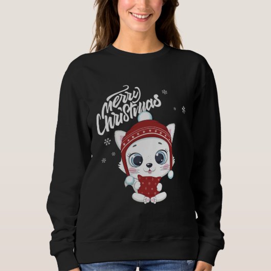 Cute Cat Christmas Top Kitten  Santa s Cat Charact スウェットシャツ (正面)