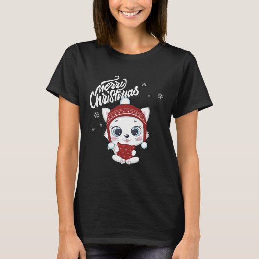 Cute Cat Christmas Top Kitten  Santa s Cat Charact Tシャツ (正面)
