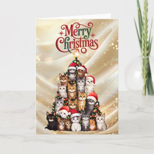 Cute Cat Christmas Tree シーズンカード (正面)