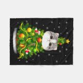 Cute Cat Christmas Tree Holiday Cat Lovers Xmas Wo フリースブランケット (正面(横))