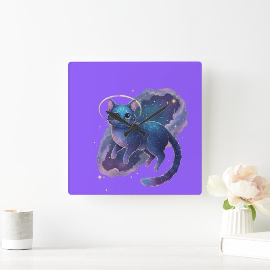 Cute Cat Clock Design スクエア壁時計 (ホーム)