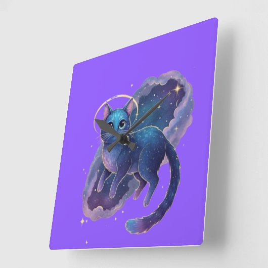 Cute Cat Clock Design スクエア壁時計 (傾斜)