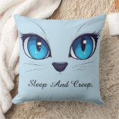 Cute Cat Close Up Blue Eyes Kitty Illustratio クッション (ブランケット)