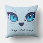 Cute Cat Close Up Blue Eyes Kitty Illustratio クッション (裏面)