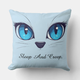 Cute Cat Close Up Blue Eyes Kitty Illustratio クッション