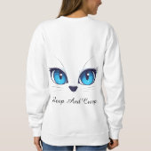 Cute Cat Close Up Blue Eyes Kitty Illustratio スウェットシャツ (裏面)