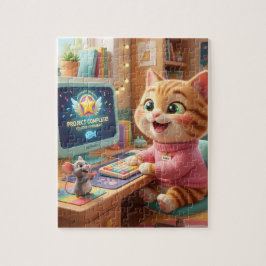 Cute Cat Coder Achievement Jigsaw Puzzle ジグソーパズル