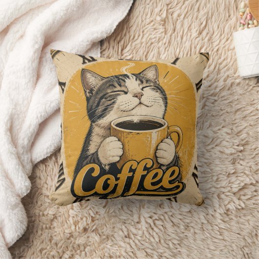 Cute Cat Coffee クッション (ブランケット)