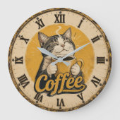 Cute Cat Coffee ラージ壁時計 (正面)