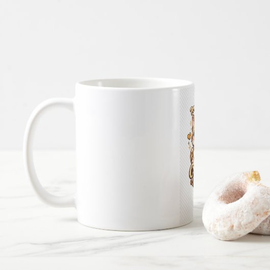Cute Cat Coffee Lover Kawaii Design - Powered by C コーヒーマグカップ (ドーナツ)