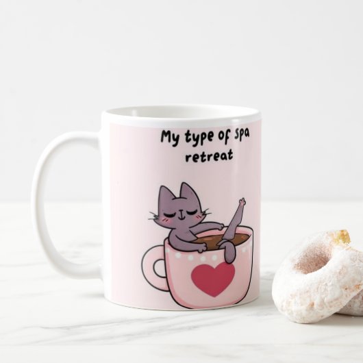 Cute Cat Coffee Mug – Funny Gift for Cat Lovers コーヒーマグカップ (ドーナツ)