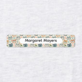 Cute Cat Collage Beige Blue Pink Pattern Name ラベル (デザイン2)