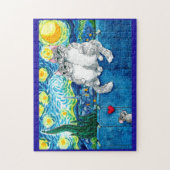 Cute cat couple, mouse Starry Night jigsaw puzzle ジグソーパズル (縦)