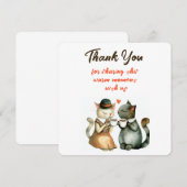 Cute Cat Couple Wedding Thank You 招待状 (正面/裏面)