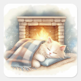 Cute cat cozy winter aesthetic Sticker スクエアシール