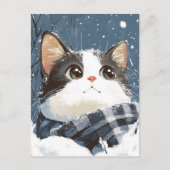 Cute cat cozy winter snow ポストカード (正面)