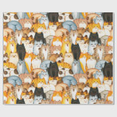 Cute Cat Crowd Wrapping Paper for Cat Lovers ラッピングペーパー (フラット)