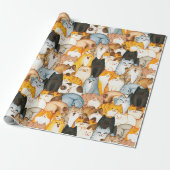 Cute Cat Crowd Wrapping Paper for Cat Lovers ラッピングペーパー (アンロールド)