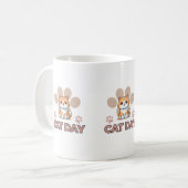 Cute Cat Day Mug – Kawaii Kitten Coffee Cup コーヒーマグカップ (正面左)