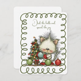 Cute Cat Decorating the Christmas Tree シーズンカード