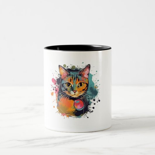 cute cat design ツートーンマグカップ (中央)