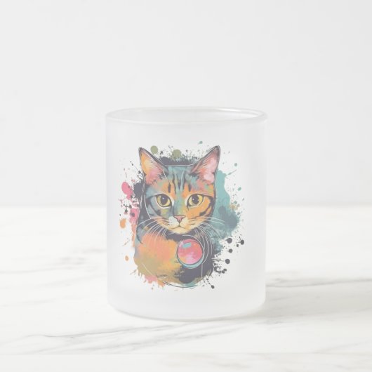 cute cat design  フロストグラスマグカップ (中央)