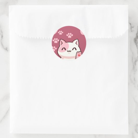 Cute Cat Design  ラウンドシール (バッグ)