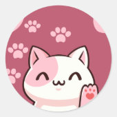 Cute Cat Design ラウンドシール (正面)