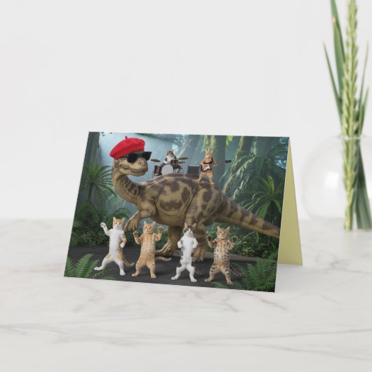 Cute Cat Dinosaur Music Card シーズンカード (正面)