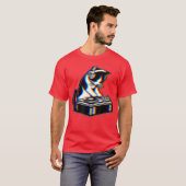 Cute Cat Dj House Music EDM Rave Kitten Deejay Fel Tシャツ (正面フル)