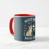 Cute Cat & Dog Love Funny Pet Couple Cartoon Gift マグカップ (正面左)