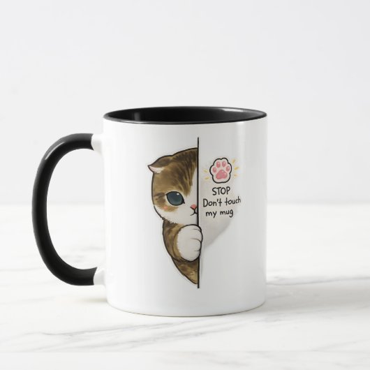 Cute Cat Don’t Touch My Mug Coffee Mug マグカップ (左)