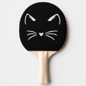 Cute Cat Ears & Whiskers Heart Nose 卓球ラケット (正面)