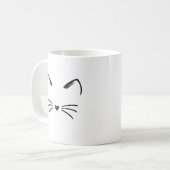 Cute Cat Ears & Whiskers Heart Nose Graphic コーヒーマグカップ (正面左)