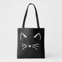 Cute Cat Ears & Whiskers Heart Nose Graphic