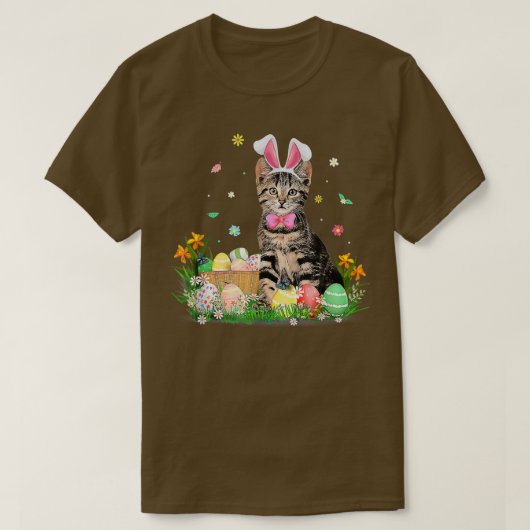 Cute Cat Easter Day Bunny Eggs Costume Gift Mens W Tシャツ (デザイン正面)