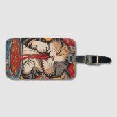 Cute Cat Eating Noodles ラゲッジタグ (正面横)