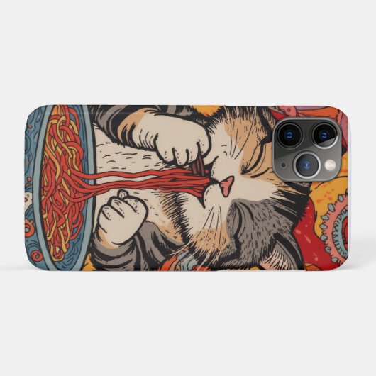 Cute Cat Eating Ramen Case-Mate iPhoneケース (裏面(横))