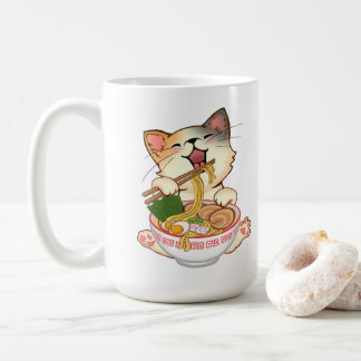 Cute Cat Eating Ramen Funny cartoon Anime kitty コーヒーマグカップ