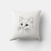 Cute Cat Face One-Line Minimalist Art クッション (裏面)
