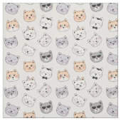 Cute Cat Faces Cotton Fabric ファブリック (見本)